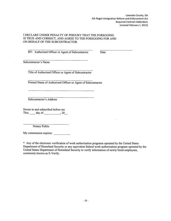 - ON BEHALF OF THE SUBCONTRACTOR.