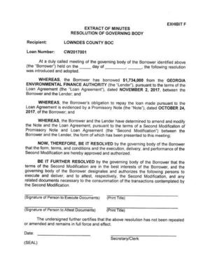 [Extract of Minutes: RESOLUTION OF GOVERNING BODY]