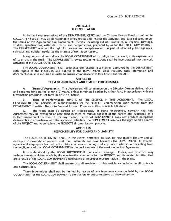 DEPARTMENT of written Notice to Proceed for each Phase as outline in Article 1.D above.