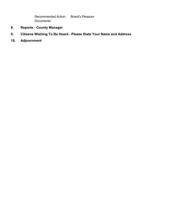 Reports, CWTBH, Adjournment