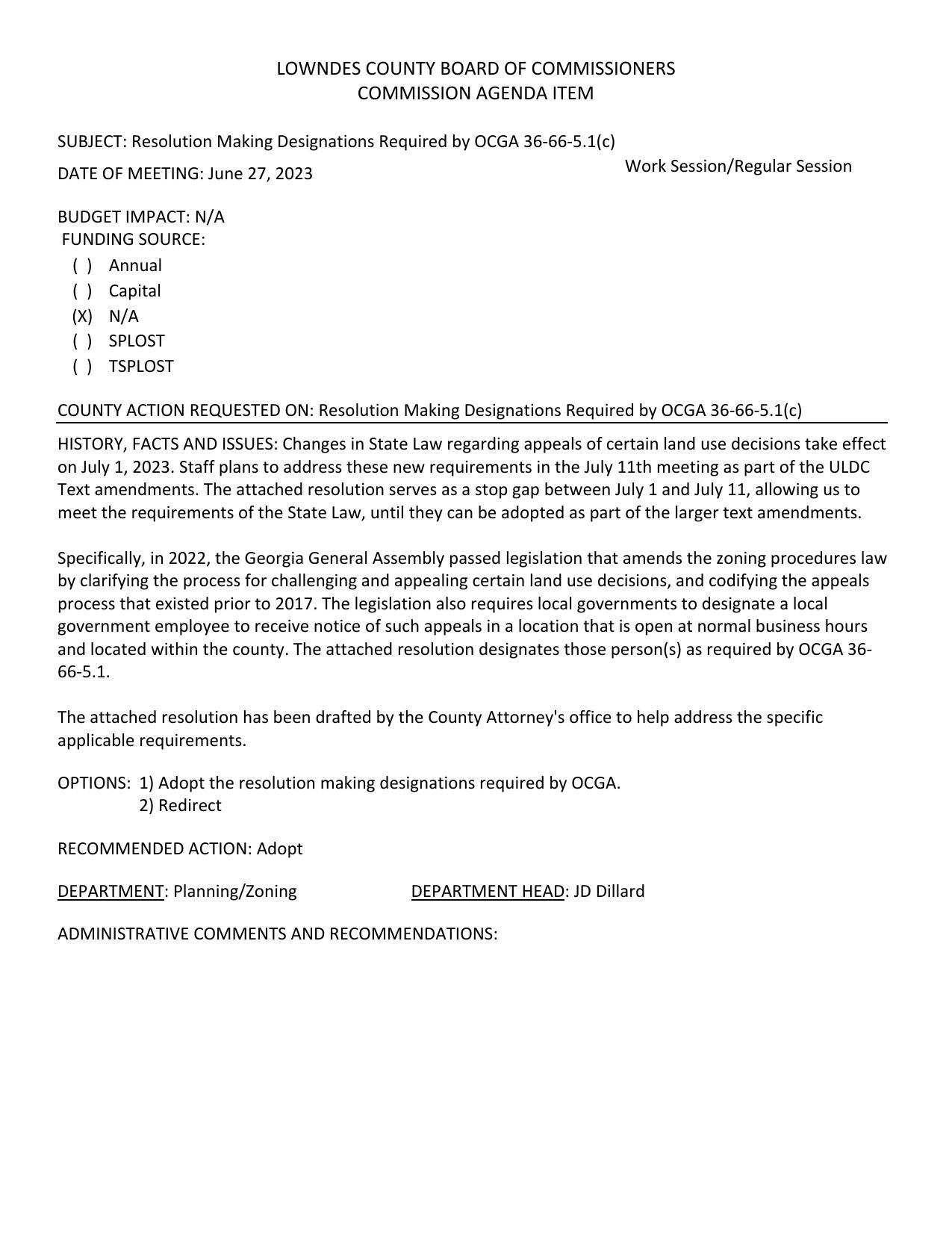 BUDGET IMPACT: N/A; ULDC text amendments