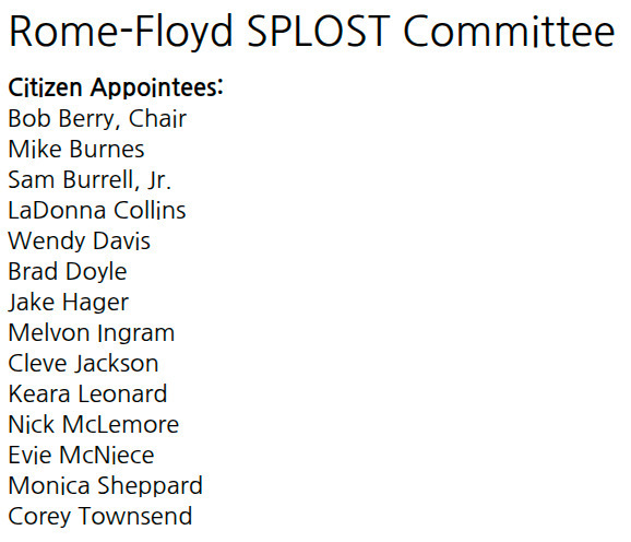 Rome-Floyd SPLOST Committee