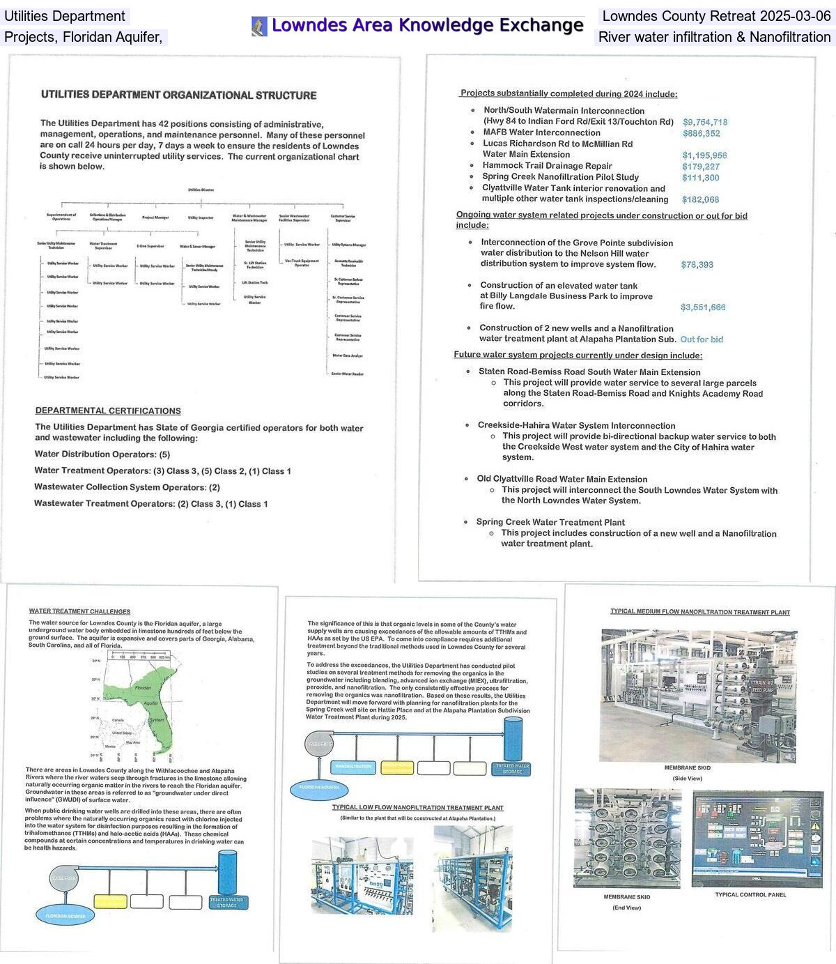 Utilities Department, Lowndes County Retreat 2025-03-06, Projects, Floridan Aquifer,, River water infiltration & Nanofiltration