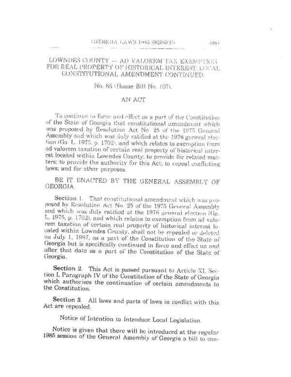 GA HB 107 1985