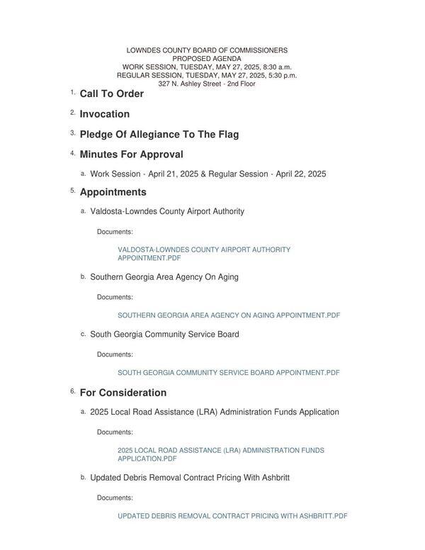 [5. Appointments 6. For Consideration]