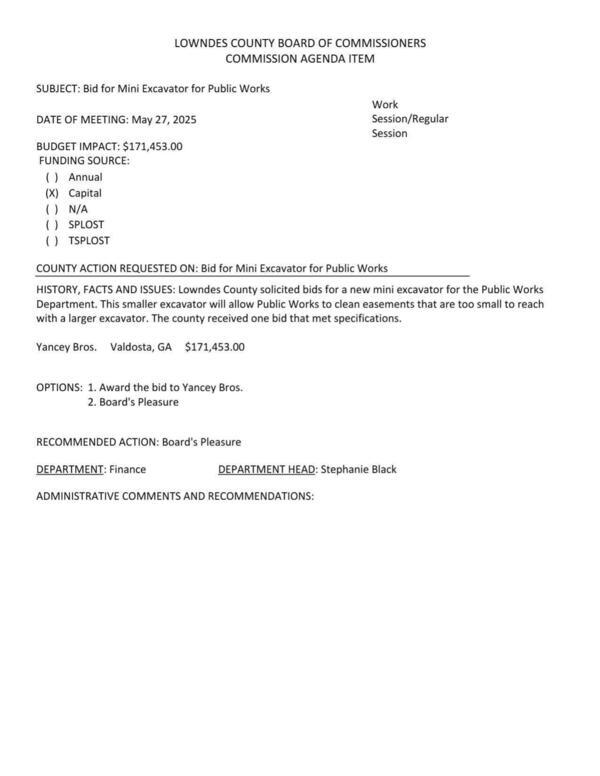 [BUDGET IMPACT: $171,453.00 one bid met specifications]