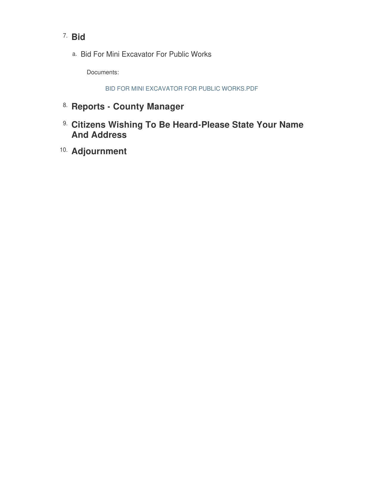 7. Bid 8. Reports 9. CWTBH