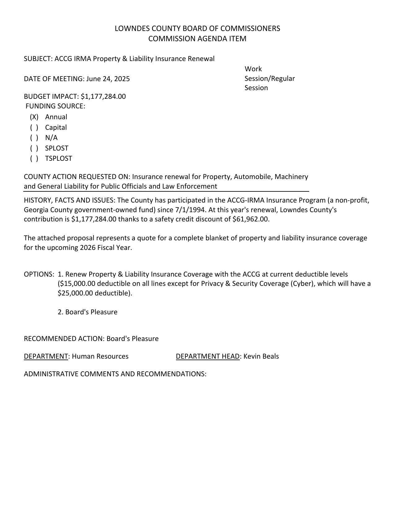 BUDGET IMPACT: $1,177,284.00