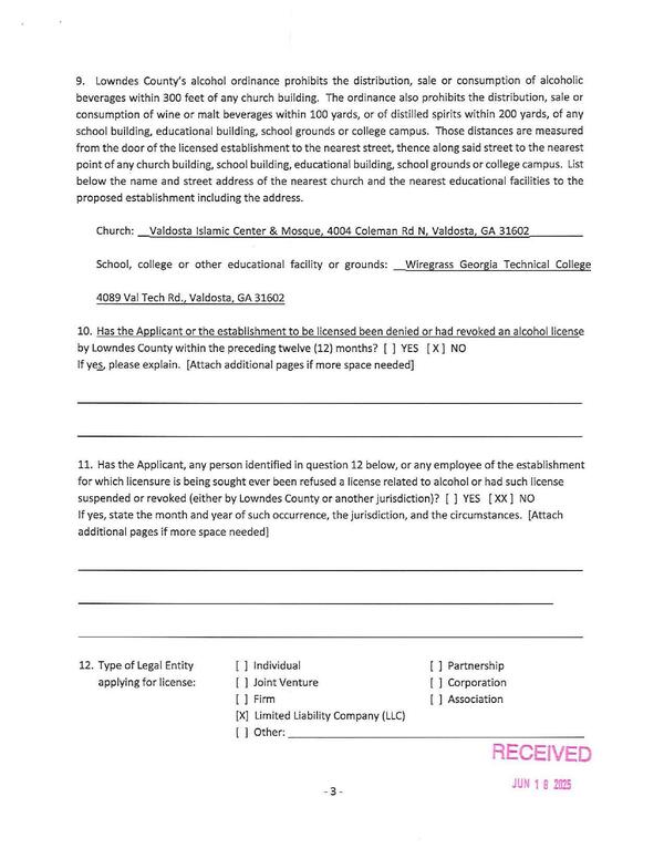 beverages within 300 feet of any church building. The ordinance also prohibits the distribution, sale or