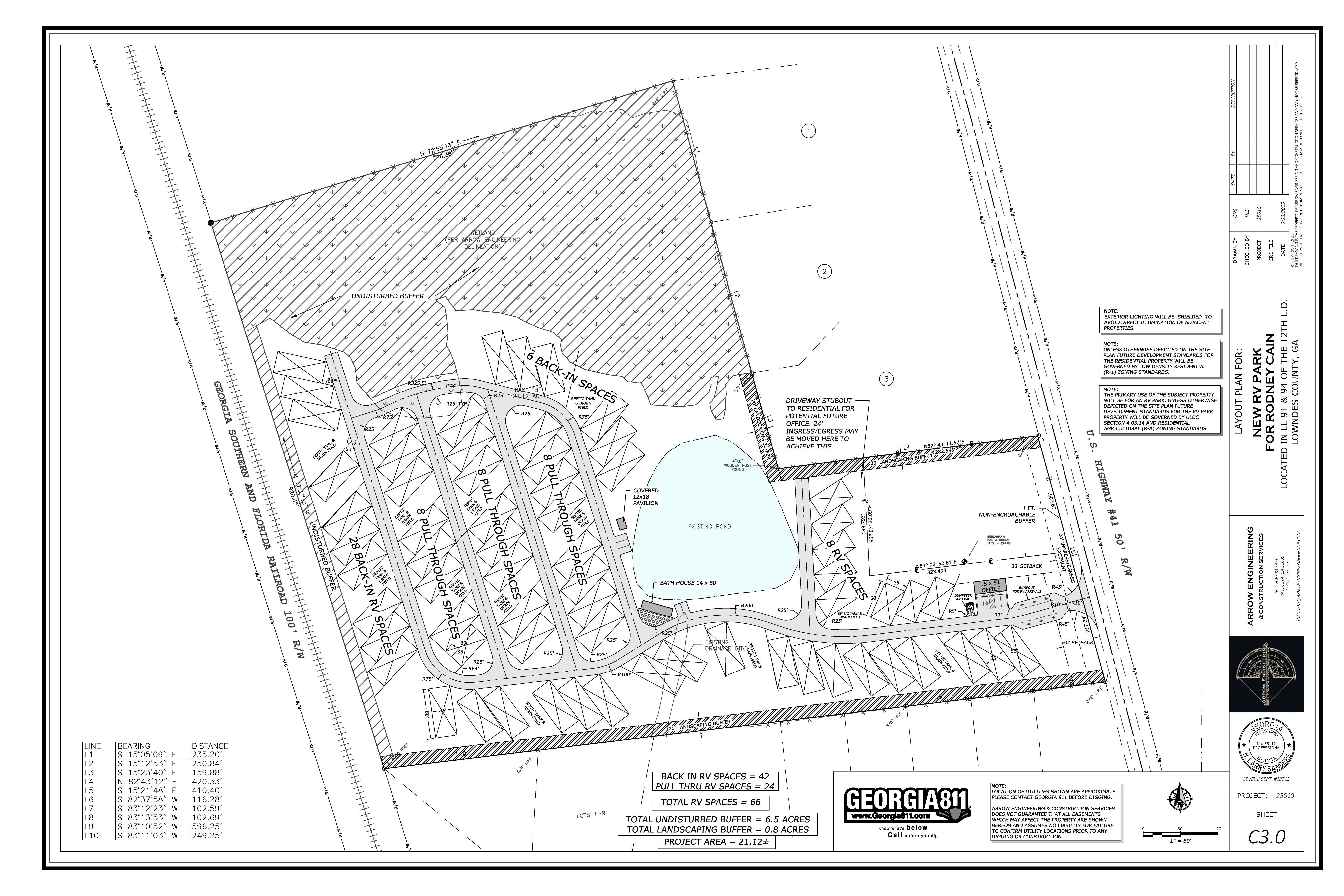 Layout Plan for New RV Park for Rodney Cain