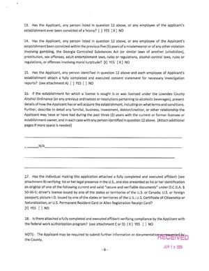 [16. If the establishment for which a license is sought is or was licensed under the Lowndes County]