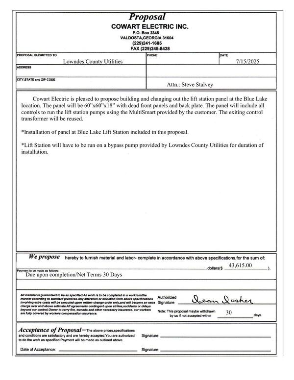 Coward Electric Proposal $43,615