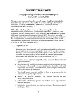 [AGREEMENT FOR SERVICES with Evidence Based Associates, LLC (EBA)]