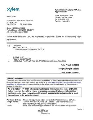[xylem Quote # 2025-SAV-0262]