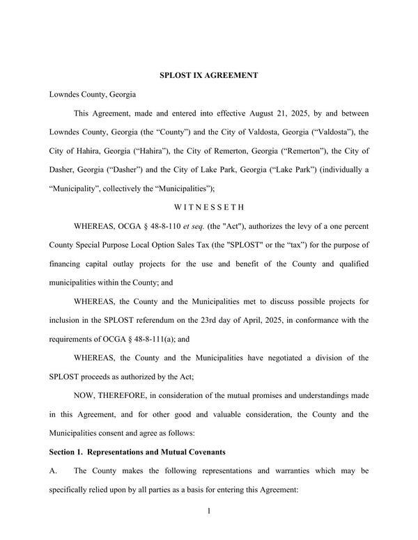 [SPLOST IX Agreement]