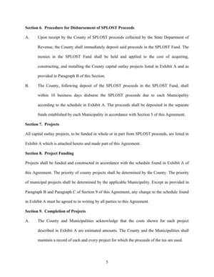 [Section 6. Procedure for Disbursement of SPLOST Proceeds; Section 7. Projects; Section 8. Project Funding; Section 9. Completion of Projects]