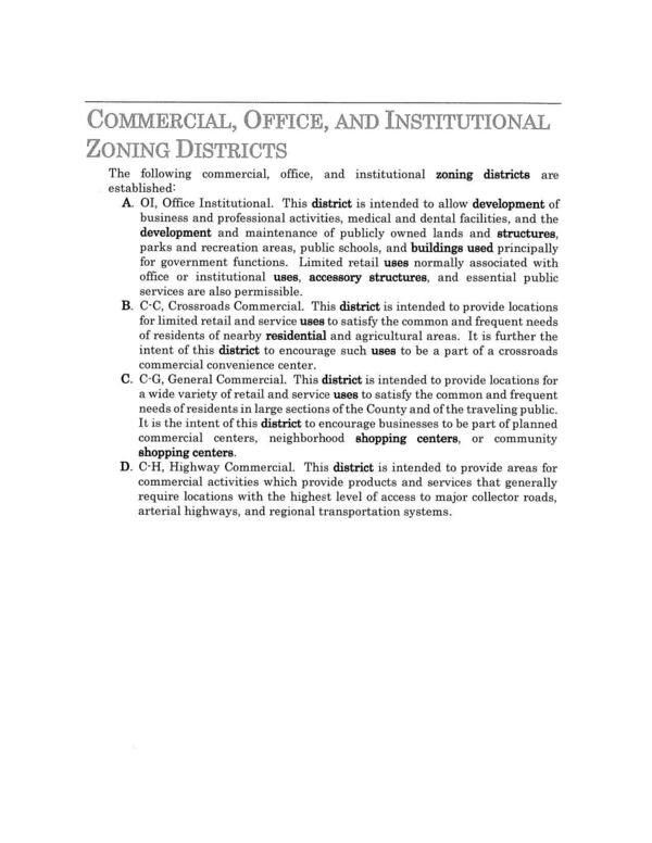 COMMERCIAL, OFFICE, AND INSTITUTIONAL ZONING DISTRICTS
