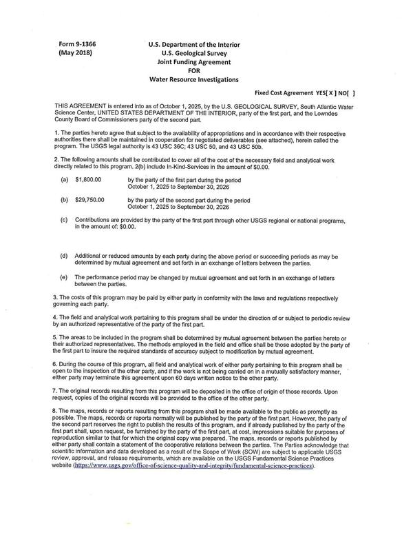 USGS Joint Funding Agreement (JFA)