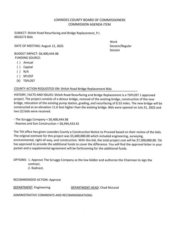 [BUDGET IMPACT: $6,400,444.98 two bids]