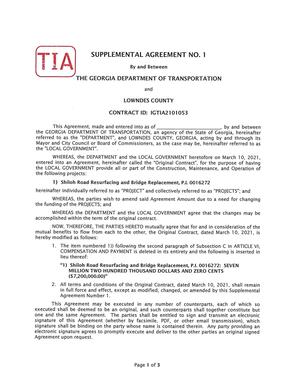 [SUPPLEMENTAL AGREEMENT NO. 1 CONTRACT ID: IGTIA2101053]