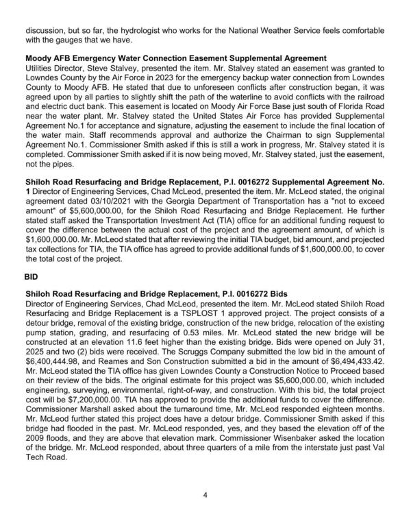 Moody AFB Emergency Water Connection Easement Supplemental Agreement