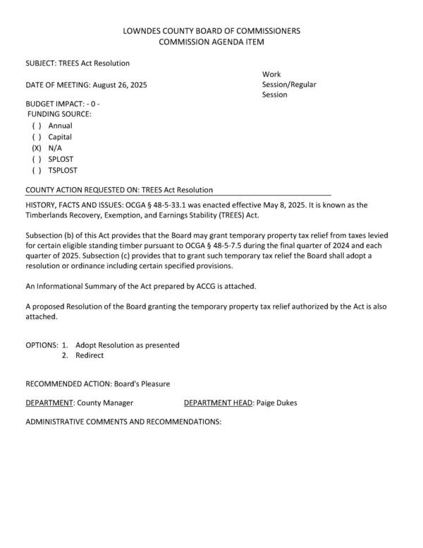 [Subsection (b) of this Act provides that the Board may grant temporary property tax relief from taxes levied for certain eligible standing timber pursuant to OCGA § 48-5-7.5 during the final quarter of 2024 and each quarter of 2025. Subsection (c) provides that to grant such temporary tax relief the Board shall adopt a resolution or ordinance including certain specified provisions.]
