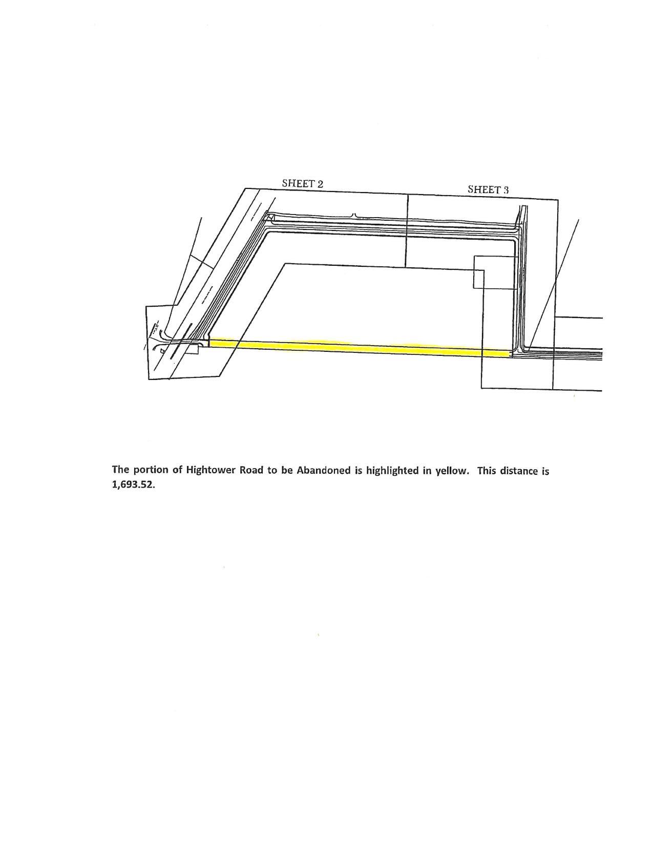 Plan of the portion of Hightower Road to be abandoned.