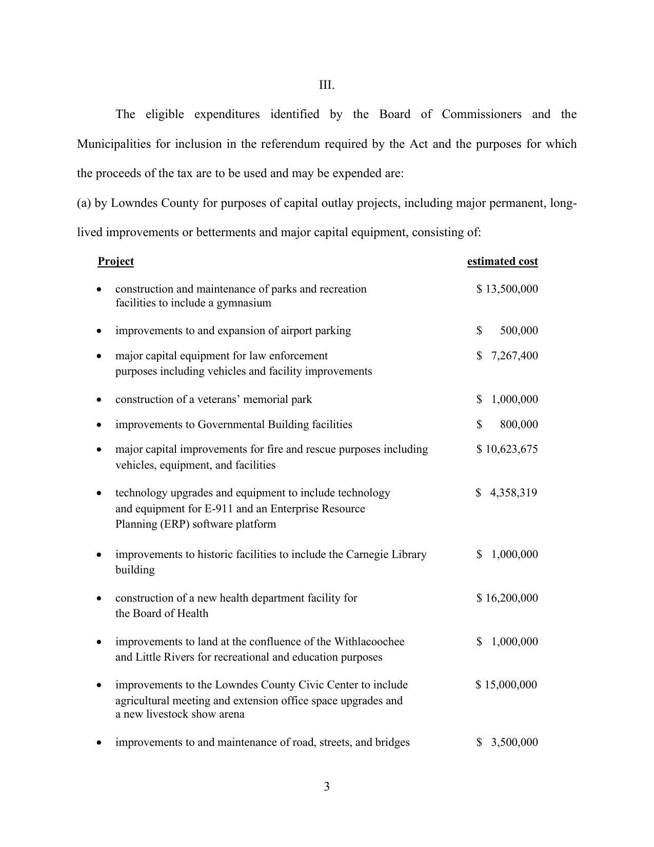 Lowndes County Project List