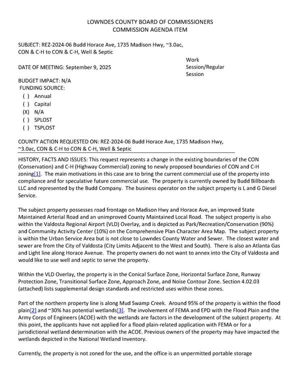 [to bring the current commercial use of the property into compliance and for speculative future commercial use.]