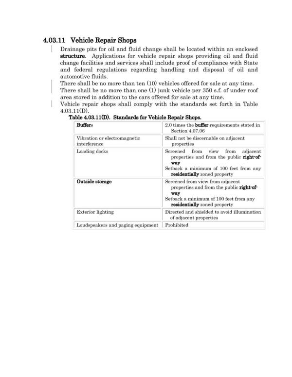 4.03.11 Vehicle Repair Shops