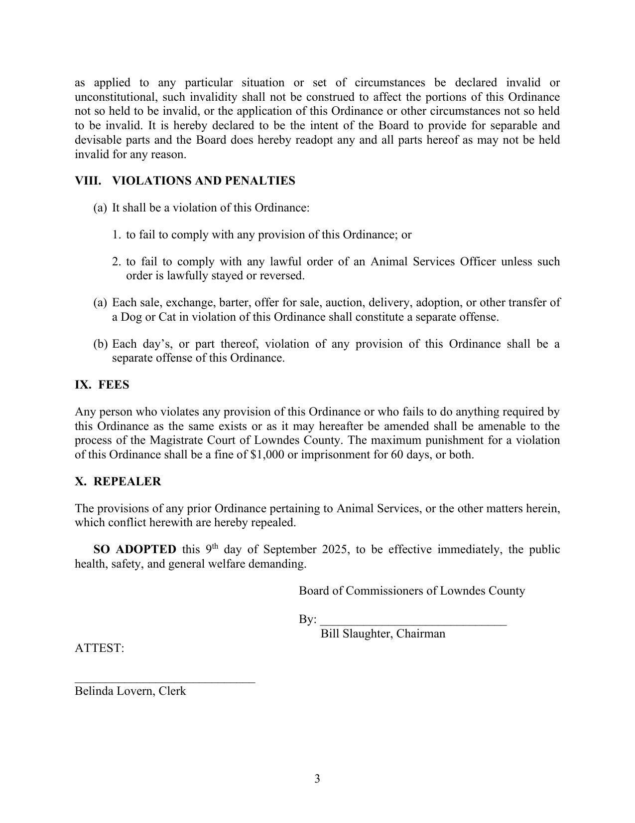 VIII. VIOLATIONS AND PENALTIES