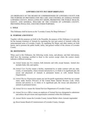 [LOWNDES COUNTY PET SHOP ORDINANCE]