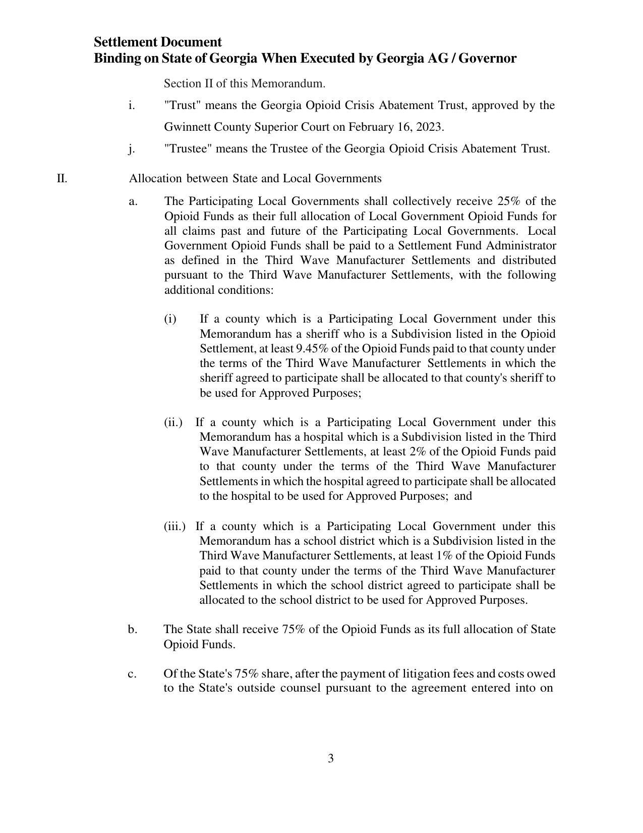 Memorandum has a school district which is a Subdivision listed in the