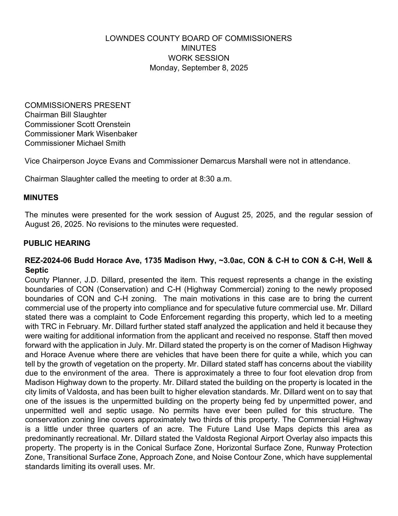 Madison Highway down to the property. Mr. Dillard stated the building on the property is located in the