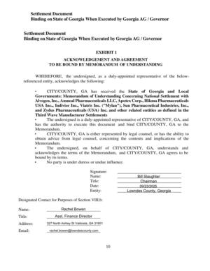 [Exhibit I: ACKNOWLEDGEMENT AND AGREEMENT TO BE BOUND BY MEMORANDUM OF UNDERSTANDING]