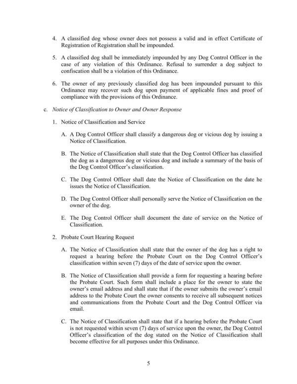 c. Notice of Classification to Owner and Owner Response