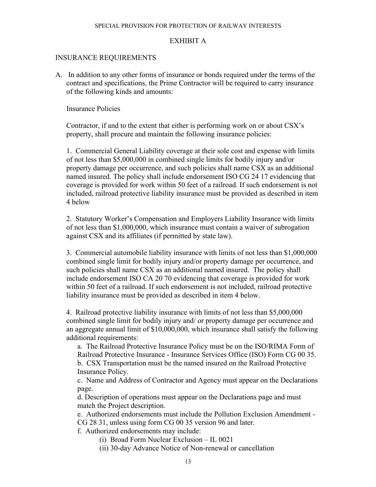 INSURANCE REQUIREMENTS