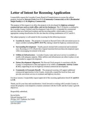 [Letter of Intent by Kevin Hollis]