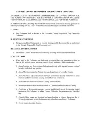 [LOWNDES COUNTY RESPONSIBLE DOG OWNERSHIP ORDINANCE]
