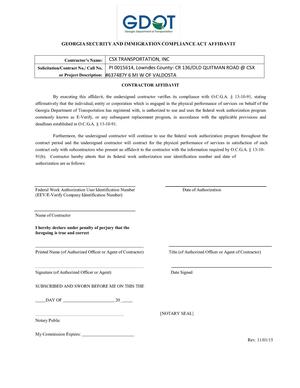 [CSX GEORGIA SECURITY AND IMMIGRATION COMPLIANCE ACT AFFIDAVIT]