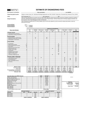 [ESTIMATE OF ENGINEERING FEES]