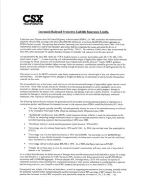 [CSX Increased Railroad Protective Liability Insurance Limits]