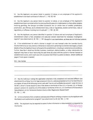 [16. If the establishment for which a license is sought is or was licensed under the Lowndes County]