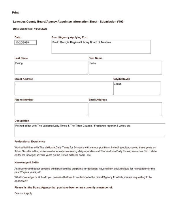 Dean Poling application