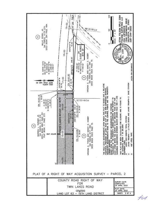 Map: SURVEY of County Road Right of Way for Twin Lakes Road (2 of 4)