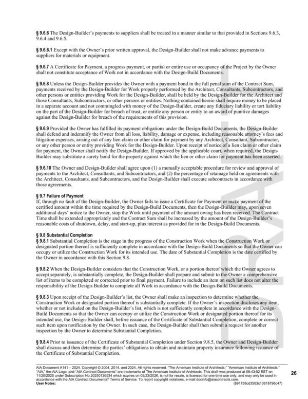 or any other person or entity providing Work for the Design-Builder. Upon receipt of notice of a lien claim or other claim