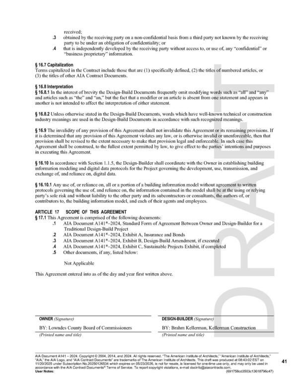 § 16.10 In accordance with Section 1.1.5, the Design-Builder shall coordinate with the Owner in establishing building