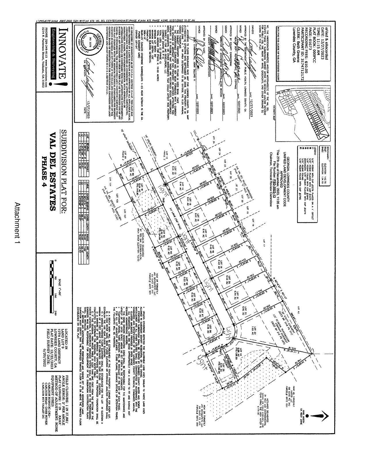 Map: Subdivision Plat for Val Del Estates Phase 4