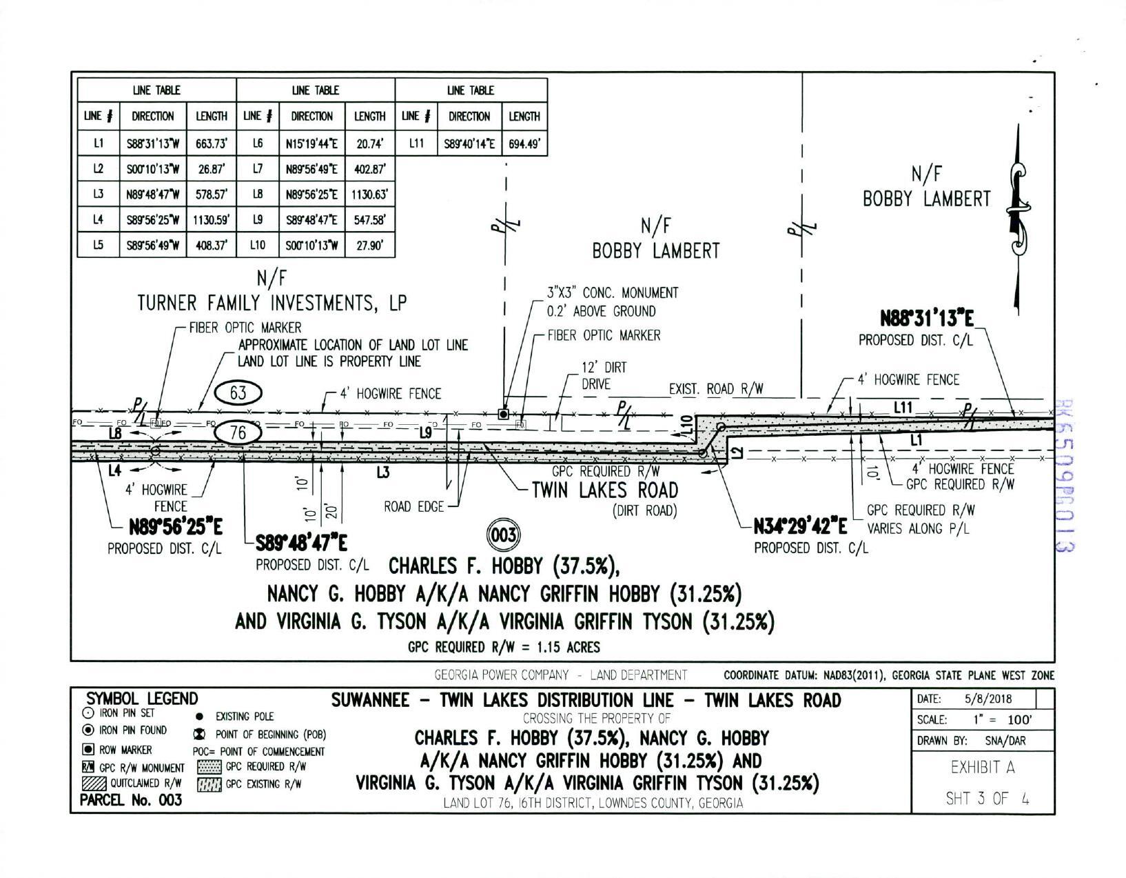 Map: Suwannee - Twin Lakes Distribution Line, Twin Lakes Road, Hobby and Tyson property (3 of 4)