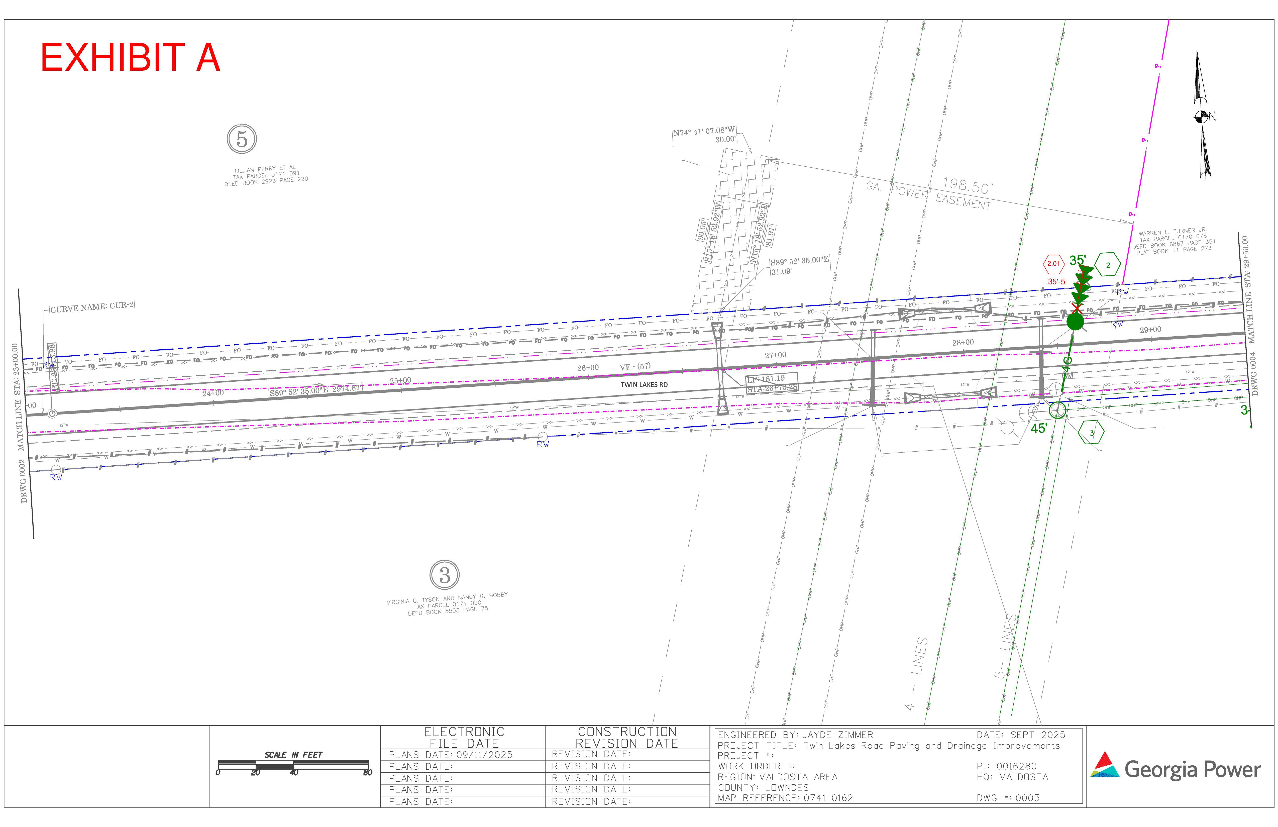 Map: Engineering for power line easement, Twin Lakes Road (3 of 14)